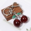 SENFAI Heart-Shaped Keychain with Initial A-Z and Cherry Charm Bag