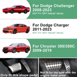GZJUNFUGJ Gas and Brake Pedal Cover Compatible for Dodge Challenger Accessories 2008-2024, Compatible for Dodge Charger Accessories 2011-2022 2023, for Chrysler 300/300C Foot Pad Cap No Drill