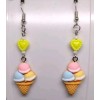 Unbranded Ice Cream Cone Dangle Earrings (Yellow Heart)