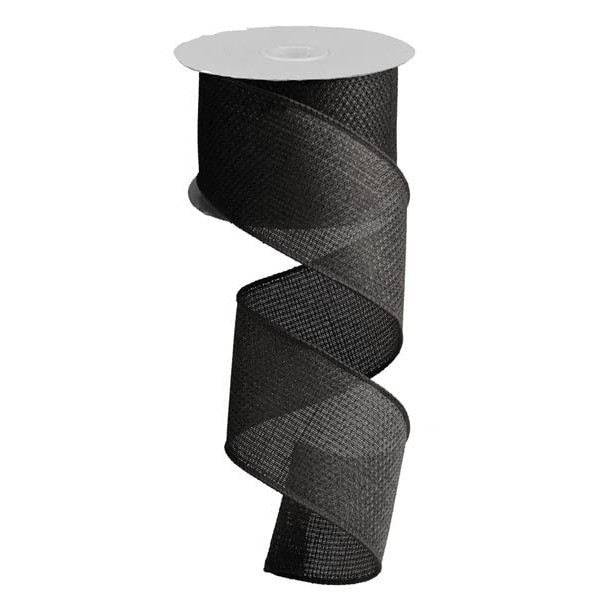 Black Burlap Wired Edge Ribbon 2.5" x 50 Yards (150