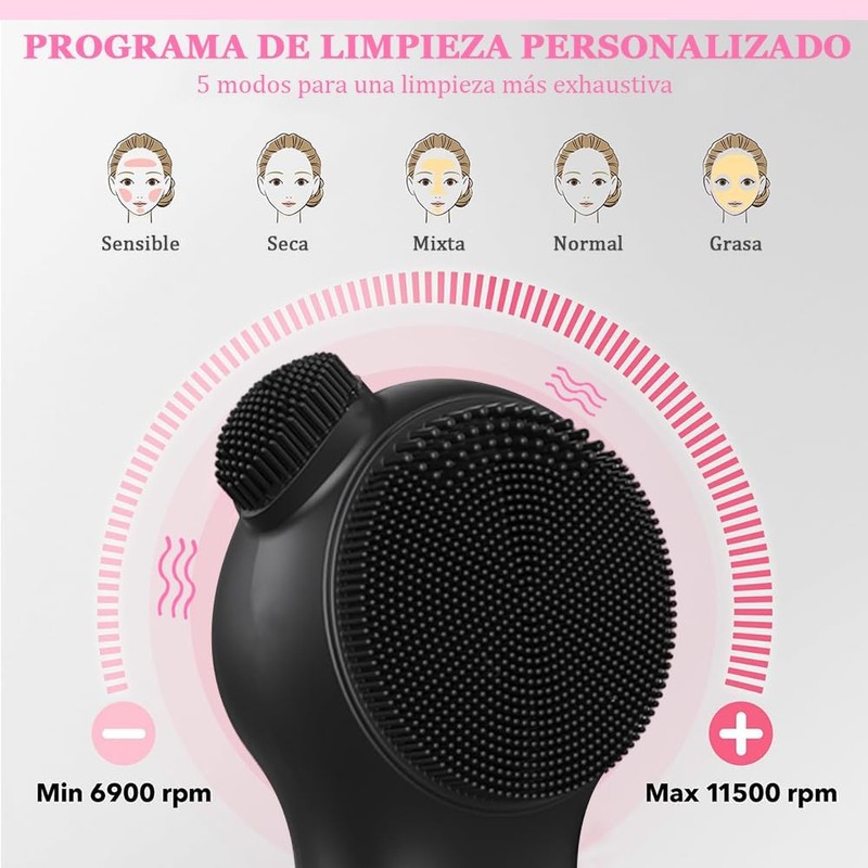Cepillo Limpiador Facial de Silicona con Luz Roja/Azul – Fokoo