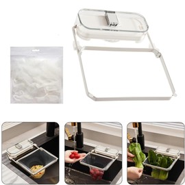 MEISO Sink Drain Strainer with 100 Pcs White Mesh Bags for Food Waste Filtering, Kitchen Sink Strainer, Collapsible, Suction Cup, Stainless Steel Frame