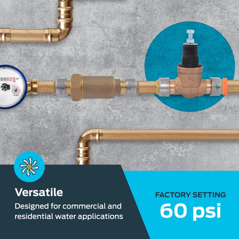 Cash Acme EB45 SharkBite Pressure Regulating Valve with Disconnect Clip,