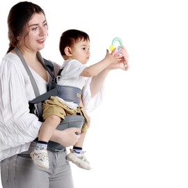 SONARIN Multifunctional Breathable Baby Hip Seat, Ergonomic Waist Stool, Baby Carrier, Hipseat, Hip Carrier, Abdominal Carry with Safety Belt & Shoulder Strap for 3-36 Months (Grey)