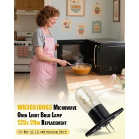 Urnqowuy WB36X10063 Microwave Light Lamp Bulb Fits for GE LG Some Models, 125V 20W, Microwave Pear Oven Lamp, 2 Pack