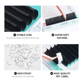 ANNAFRIS Ellipse Flat Eyelashes Extension 0.20 C Curl 15mm Natural Soft Matte Black Faux Mink Individual False Lashes Split Tips Light Eye Lashes Extension Supplies (0.20 C, 15mm)