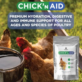 Chick’n Aid Chicken Supplement for All Ages (8 oz, Pack of 1) - Chicken Vitamins, Electrolytes, and Probiotics - Multipurpose Poultry Vitamins for Chickens, Ducks, and Turkeys