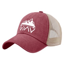 Philysonic Dad Hat God is Greater Than The Highs and Lows Hat Trucker Hat Men Funny Mesh Hat for Summer Red