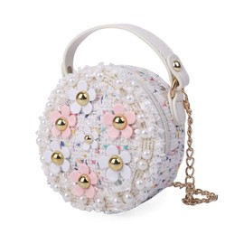 KLU Shoulder Bag for Girls, Cute Mini Bag, Crossbody Handbag, 2-Way, Kindergarten, Elementary School, white, Free size