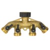 Brass Fittings 4 Way Male Connector With Individual On/Off Valves