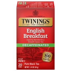 Twinings Decaffeinated English Breakfast Tea Bags 20 Count Pack of 6