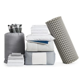 College Dorm Bedding Pack - Twin XL Bed in a Bag - Glacier Gray/Nightfall Navy Color Set