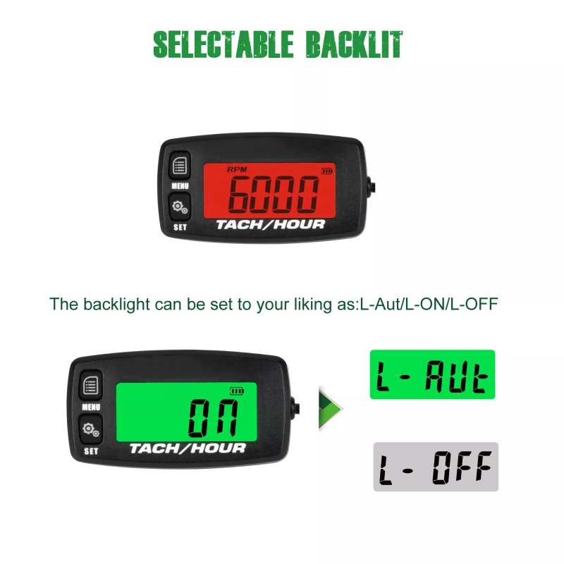 Yooreal Digital Hour Meter Tachometer RPM alerts For lawn mowers,