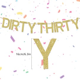 Dirty Thirty Banner Oro Glitter Ghirlanda 30° Compleanno Decorazione Dorata Banner 30° Compleanno Donna Uomo 30° Festa di Compleanno Decorazioni