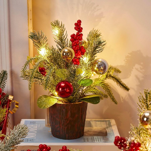 SunArtHome Mini Christmas Tree, Christmas Centerpieces for Tables Mini Christmas