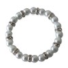 White pearls Stretchabl Bracelet with Rhinestones