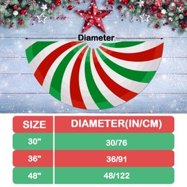 48 Inch Christmas Tree Skirt Merry Christmas Red White and Green Candy Mint Sugar Double Swirl Candy Large Xmas Tree Mat for Holiday Party Ornament Rustic Farmhouse Decorations (Candy-3)