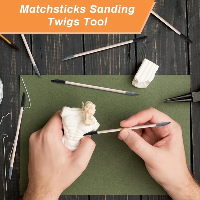 20 Pcs Sanding Stick Double End Matchsticks Sanding Twigs Coolrunner