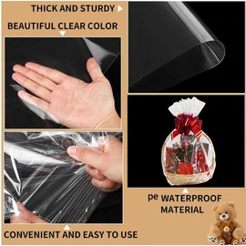 WXGXIN 10Pcs 35x55 Inch Jumbo Cellophane Bags for Gift Baskets, Extra Large Clear Gift Bags for Gift Wrapping, Presents, Weddings, Bridal/Baby Showers