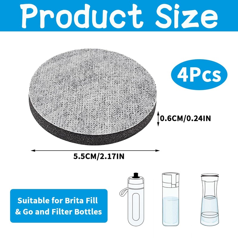 4 Pcs Water Bottle with Filter, Filter Water Bottle Compatible