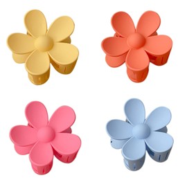 4 Pcs Flower Hair Claw Clips for Women Girls Medium Size Claw Clips for Women Thick (Set A)