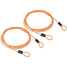 PATIKIL Security Steel Cable 2.5mm x 1.5m/4.92ft Coated Luggage Lock Wire Rope with Double Loop Orange 2 Pack
