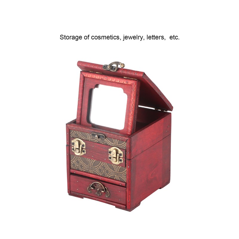 Jewelry Box Antique Wooden Multi‑Layer Drawer Storage Box Organizer with