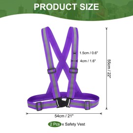 PATIKIL Reflective Safety Vest, 2 Pack Hi-Vis Safety Vests, Adjustable High Visibility Reflective Strips for Traffic Control Outdoor Jogging Cycling, Purple