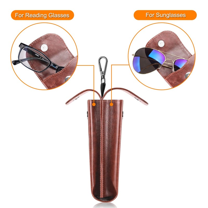 Fintie Double Eyeglass Case with Carabiner Hook, Portable Vegan Leather