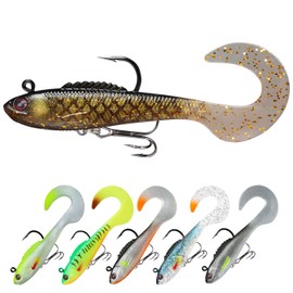 TRUSCEND Pre-Rigged Fishing Jigs, 1:50 Super Durable Soft Swimbait, Well-Made Lifelike Fishing Lures, Weedless Lure for Bass Trout Walleye, Saltwater Fishing Gear