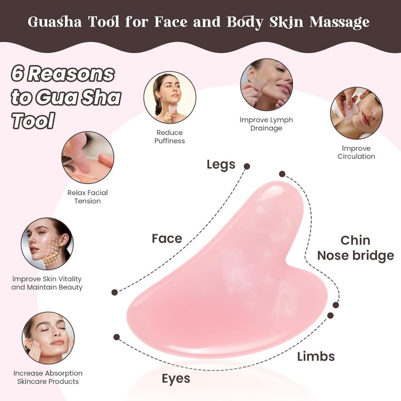 5-teiliges Gesichtsbürsten-Set mit Lymphdrainage, trockene Bürste mit Naturborsten, Roller und