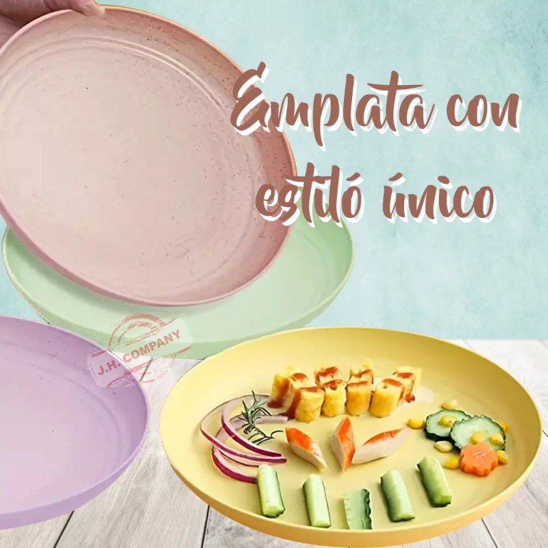 MIXIANG Set 8 Platos Redondo Fibra De Trigo Ecológicos Mx-019