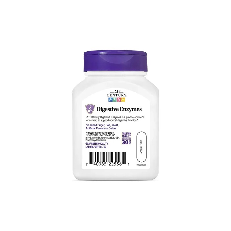 Suplemento Enzimas Digestivas 21st Century 60 Cápsulas Sin Gluten