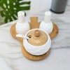 Ceramic Condiment Set with Bamboo Base – Salt and Pepper