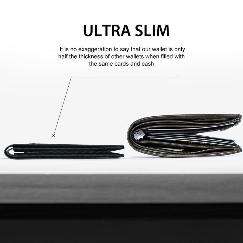 GSOIAX Mens Slim Wallet Rfid Blocking - Color: Black