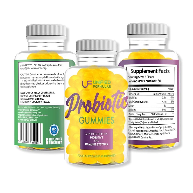 Probiotic Gummies, Supports Helthy Digestive and Immune System, 60 Gummies