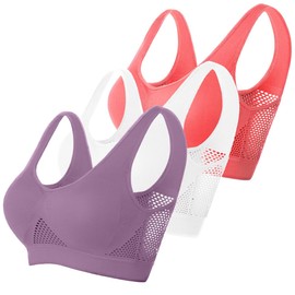Memoryee Padded Sports Bras Women Medium Impact Plus Size for Large Breasts Push Up Seamless Breathable for Yoga Running Crop Top Multicolor3 6XL