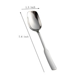 ChenShuo Stainless Steel Fashion Square Head Dessert Spoons, Mirror Polished Ice Cream Spoon, Creative Stirring Snow Cone Spoon, 7.6 Inches, 4 Pack