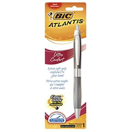 BIC Atlantis Ultra Comfort Retractable Ballpoint Pen, Assorted Barrel Colors, Medium Point (1.0mm), Black