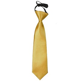DQT Plain Satin Easy to Wear Elastic Pre-tied Tie for Boys (2-7 Years Old) - Gold