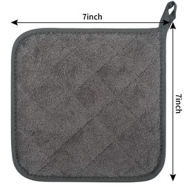 Lifaith 100% Baumwolle Küche Everyday Basic Terry Topflappen hitzebeständig Untersetzer Topflappen für Kochen und Backen Set von 5 Mineralgrau