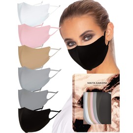 KARIZMA Face Wardrobe Cloth Face Mask for Adults Pack. 6 Soft Masks Washable Fabric with Adjustable Ear Loops. ‘Neutral’ Pack. Fabric Face Masks 6 Pieces