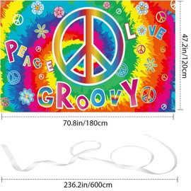 60's Carnival Groovy Party Decoration Banner Hippie Groovy Theme Party Photography Background 60's Party Scene Setters Groovy Wall Decoration Banner Photo Booth Prop 72.8 X 43.3 Inch