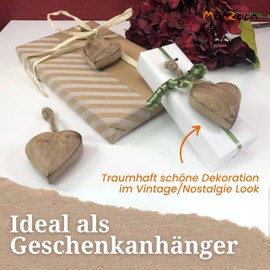 Wooden Heart Pendant Set of 3 5 cm Hearts Made of Solid Wood for Hanging