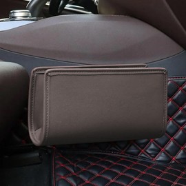 SCUARI Car Door Trash Can,Cars Garbage Can,Car Accessories Foldable Hanging Mini Auto Dustbin,Leather Automotive Door Organizer with a Roll of Garbage Bag,Suit for Most Cars,Trucks,SUVs,RVs(Brown)