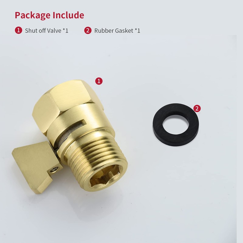 Water Flow Control Valve Brass Shut Off Valve,Brushed Brass Adjustable