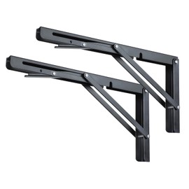 Toirxarn 24" Heavy Duty Black Folding Shelf Brackets - Steel Collapsible Bracket for Space Saving Wall Mounted Desk, DIY Workbench, Foldable Table & Countertop Extension, Max Load 330lb, Pack of 2