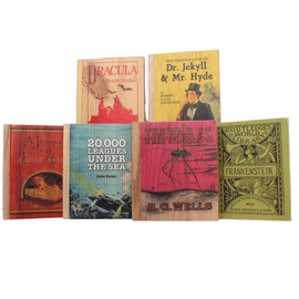 Classic SciFi 6pc Solid Wood Book Coaster Set