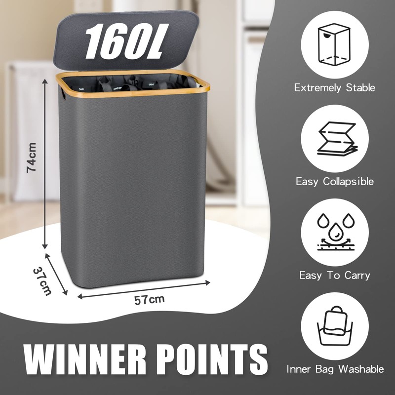 Hampers for Laundry Basket with Lid, 160L Extra Large 3