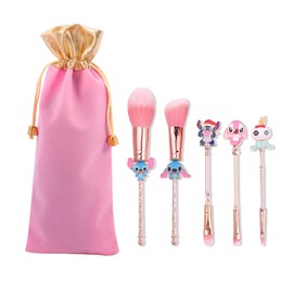 Stitch Makeup Brush, Eye Shadow Brush, Set of 5, Makeup Brush Set, Eye Shadow Brush, Eyebrow Brush, Powder Brush, Makeup Brush, Super Soft, Cute, Stylish, Present